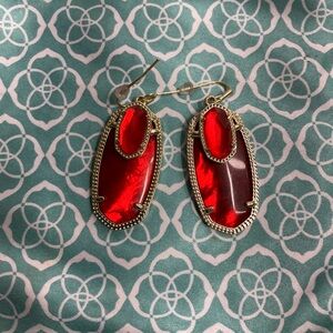 Kendra Scott Red and Gold Custom Statement Earrings NWOT